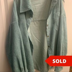 SOLD ON OTHER PLATFORM - Oversized Corduroy Aqua Shacket